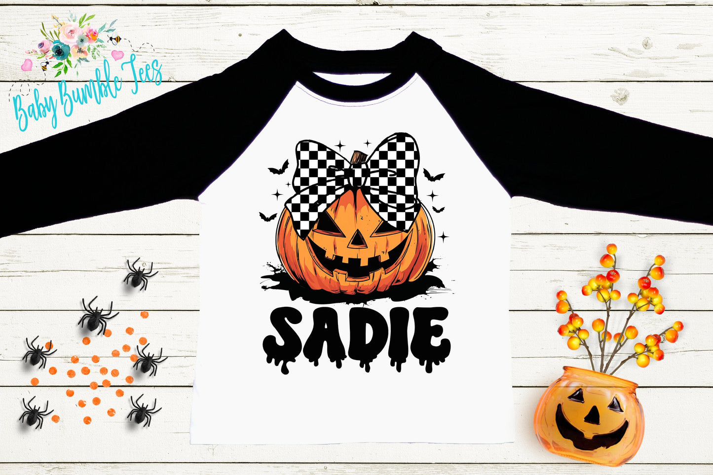 Girls Halloween Shirt - Kids Pumpkin Patch Shirt - Personalized Custom Name - Fall Toddler Tee - Kids Halloween School Shirt - Retro Pumpkin