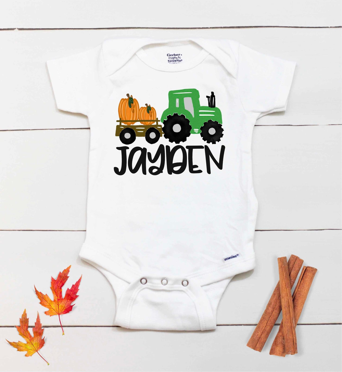 Fall Tractor Bodysuit - Personalized Name Outfit