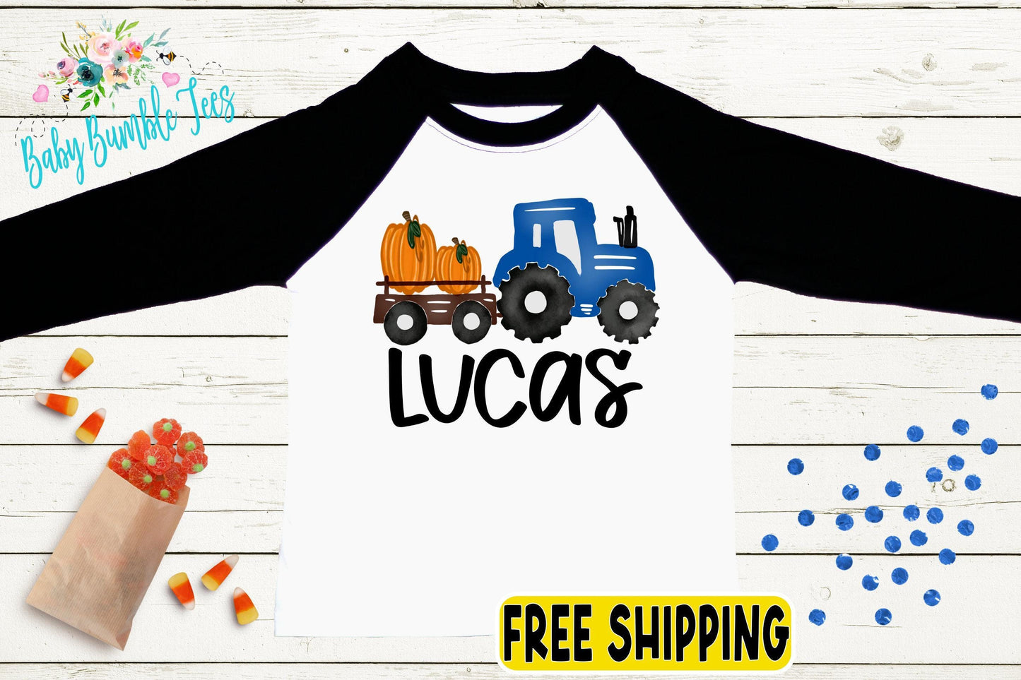 Boys Fall Tractor Shirt - Kids Farm Pumpkin Patch Shirt