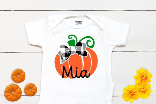 Girls Pumpkin Patch Bodysuit - Fall Custom Name Outfit
