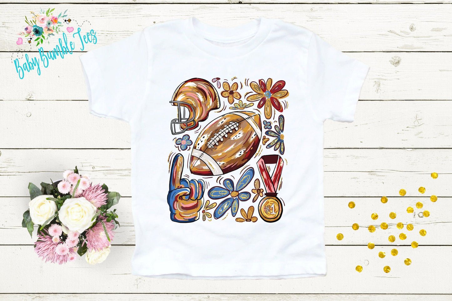 Girls Football Bow Shirt – Toddler, Kids & Baby Girl Fall Sports Tee