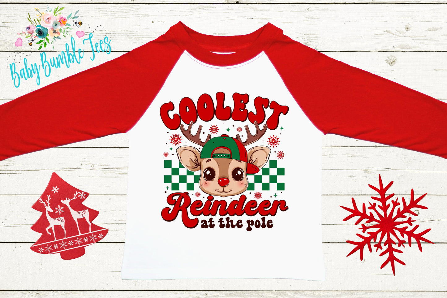Coolest Reindeer At The Pole Shirt - Boys Christmas Tee - Toddler Holiday Outfit
