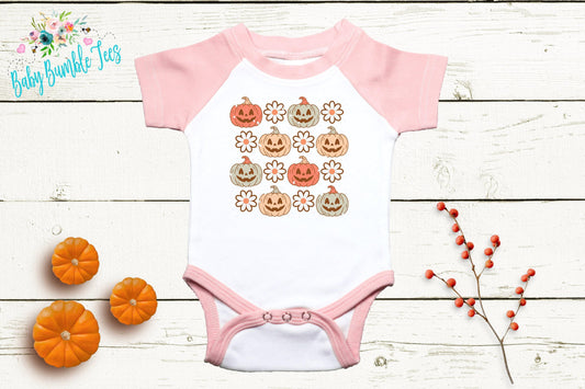 Retro Pumpkin Bodysuit - Baby Girls Pumpkin Patch Outfit