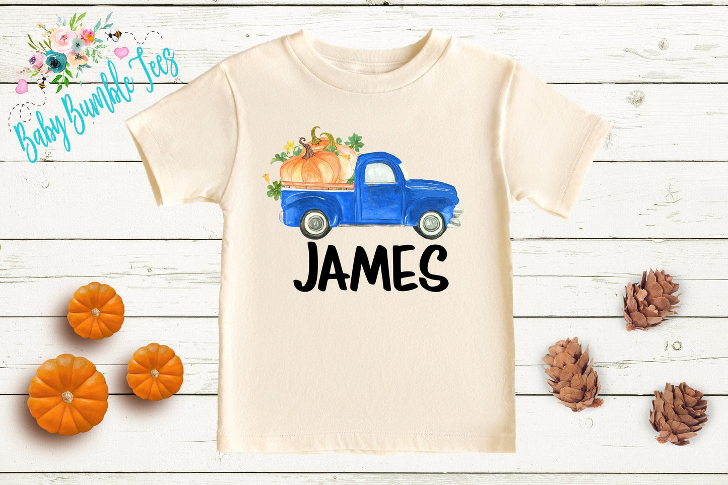 Fall Pumpkin Truck Shirt - Boys Personalized Name