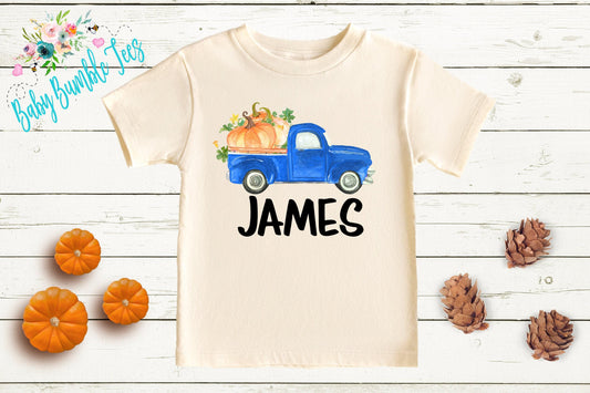 Fall Pumpkin Truck Shirt - Boys Personalized Name