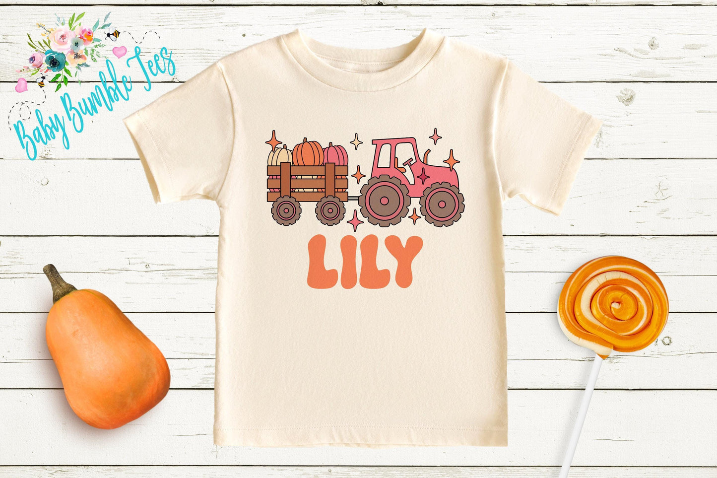 Girls Fall Tractor Shirt - Kids Farm Pumpkin Patch Shirt
