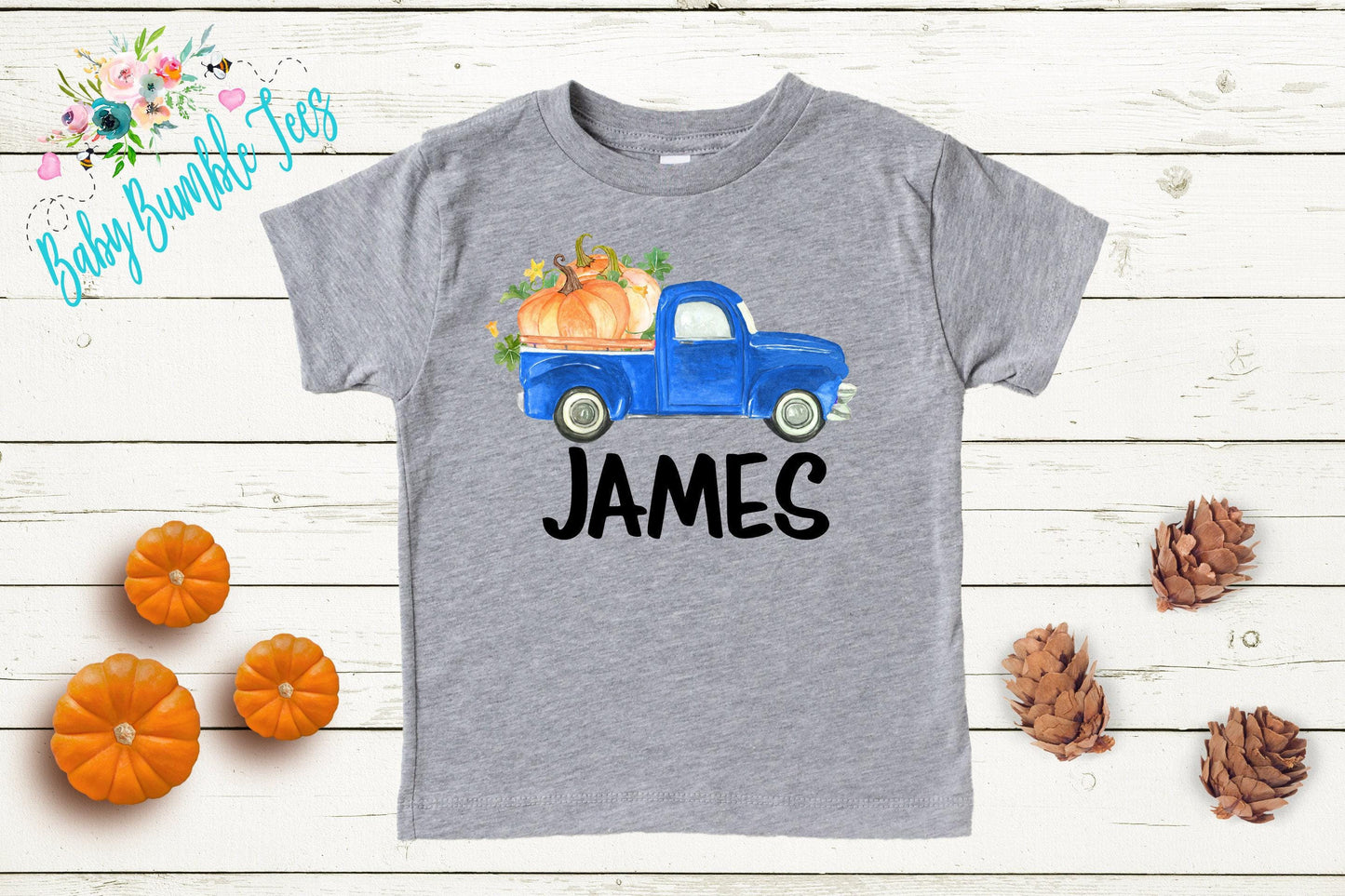 Fall Pumpkin Truck Shirt - Boys Personalized Name