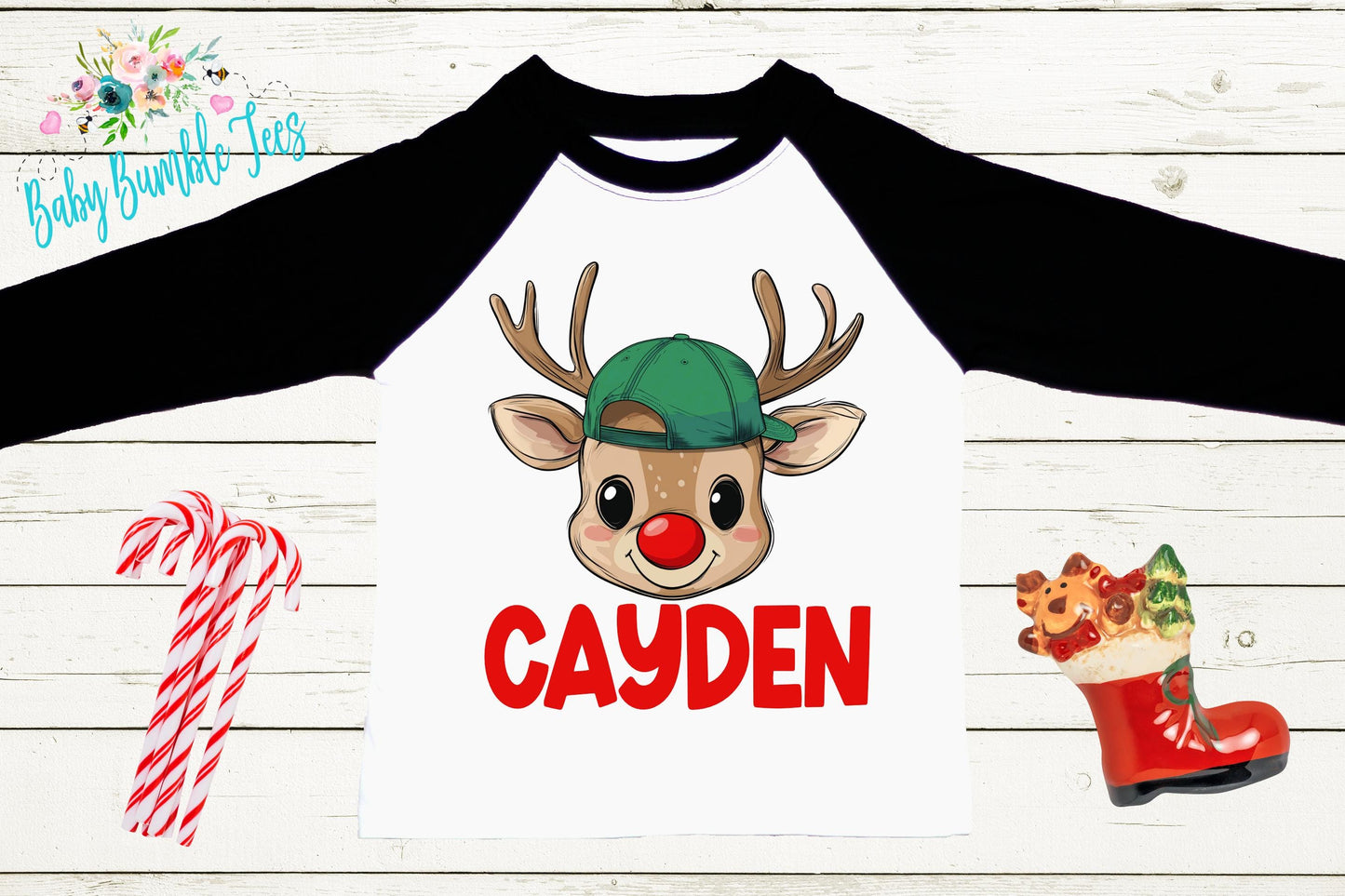 Boys Reindeer Christmas Shirt - Personalized Toddler Holiday Outfit