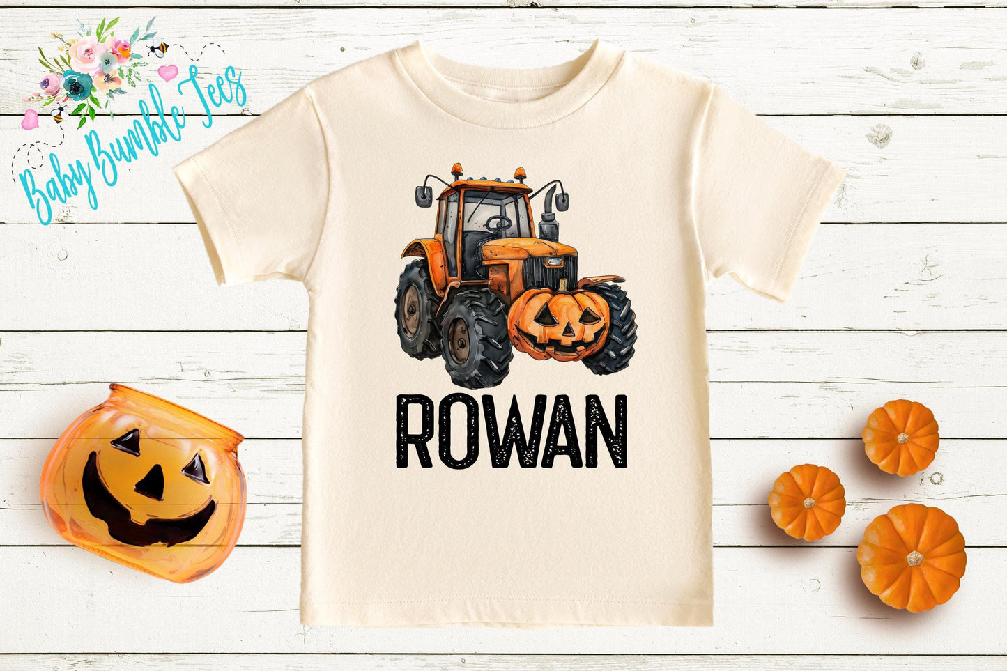 Boys Fall Tractor Shirt - Custom Name Halloween Shirt