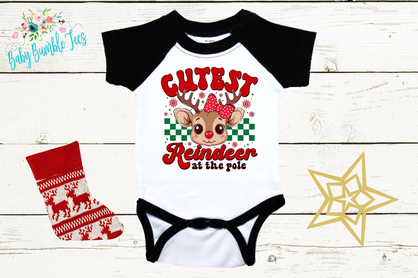 Cutest Reindeer At The Pole Bodysuit - Baby Girl Christmas Holiday Outfit