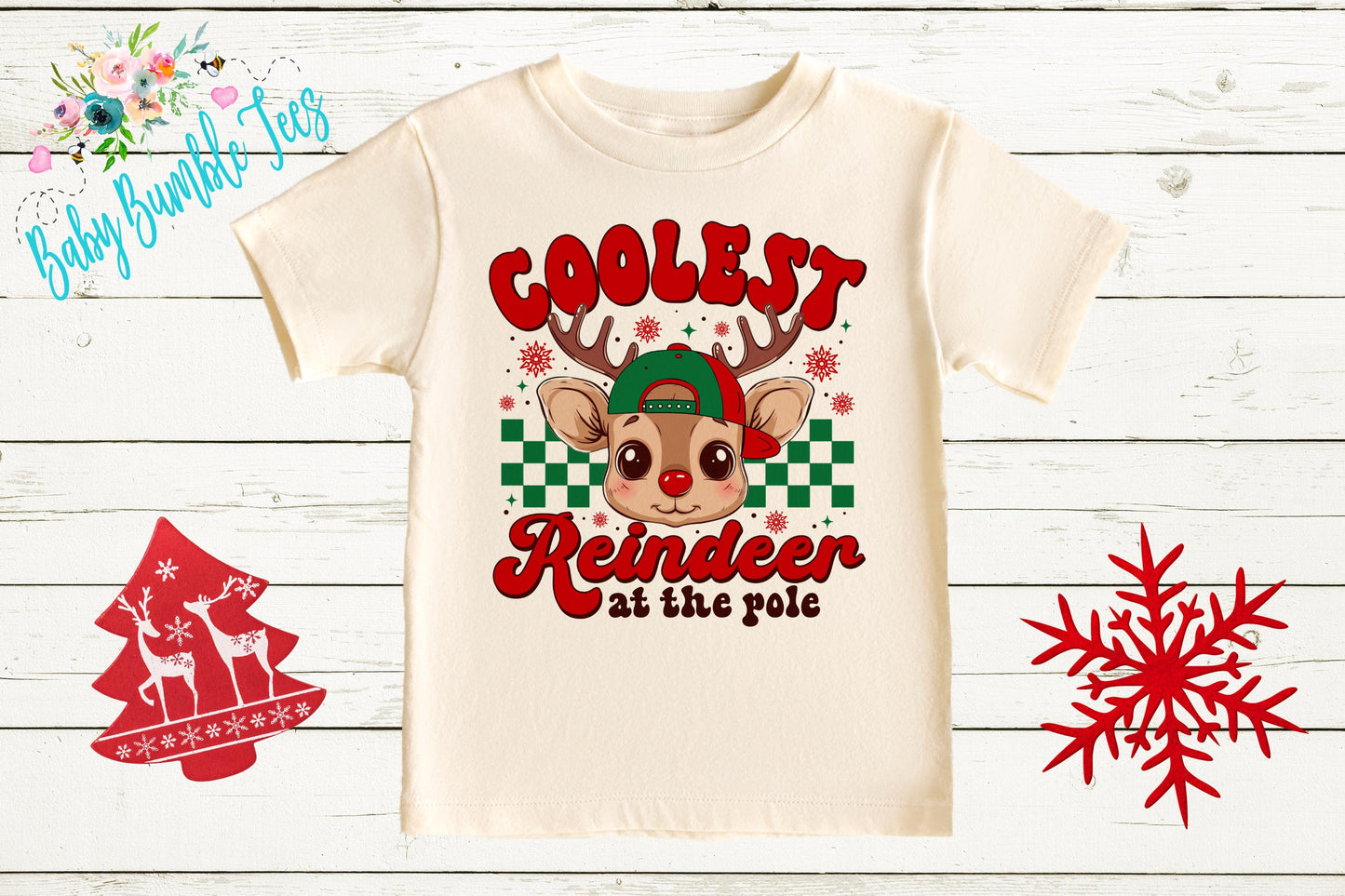 Coolest Reindeer At The Pole Shirt - Boys Christmas Tee - Toddler Holiday Outfit