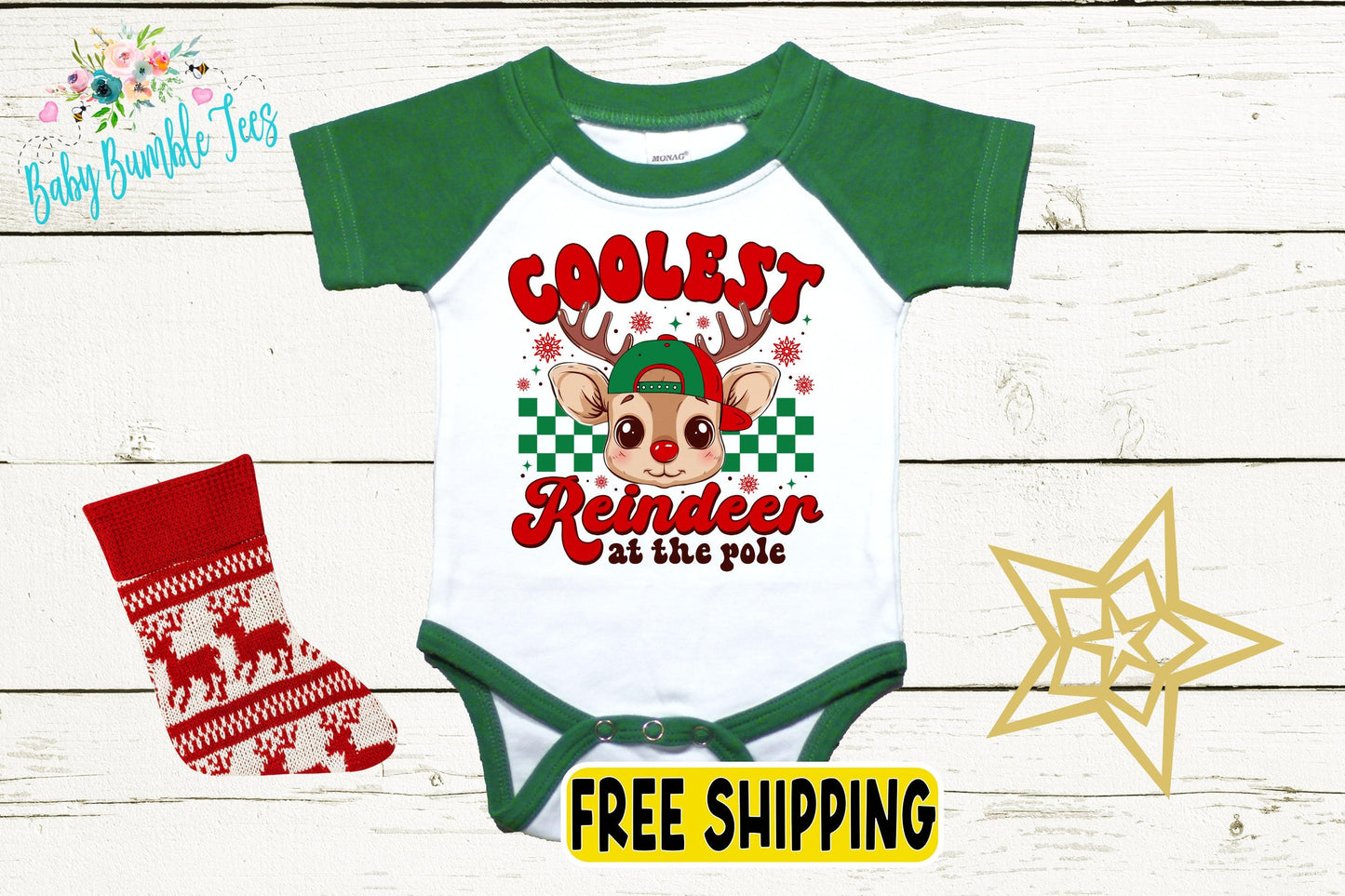 Coolest Reindeer At The Pole Bodysuit - Baby Boy Christmas Holiday Outfit
