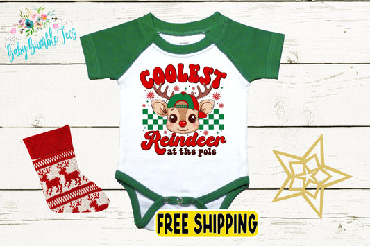 Coolest Reindeer At The Pole Bodysuit - Baby Boy Christmas Holiday Outfit