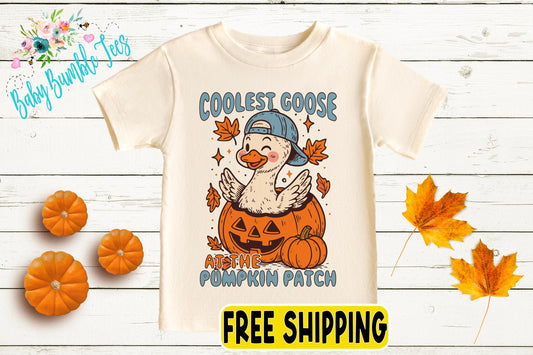 Coolest Goose At The The Patch Shirt - Boys Fall Pumpkin Patch Shirt