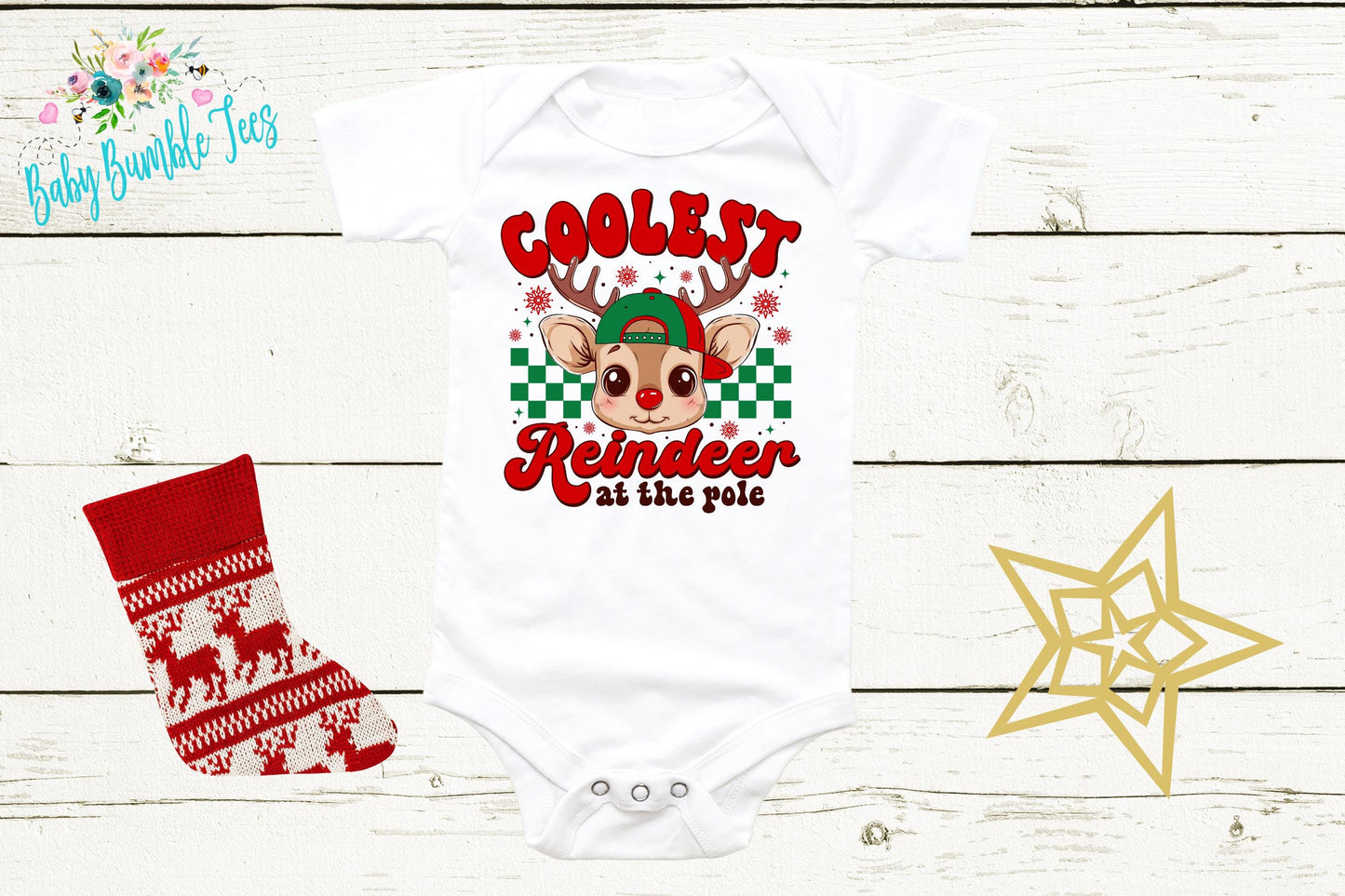 Coolest Reindeer At The Pole Bodysuit - Baby Boy Christmas Holiday Outfit