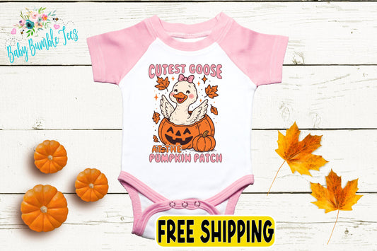 Cutest Goose At The The Patch Bodysuit - Baby Girl Fall Pumpkin Patch Outfit