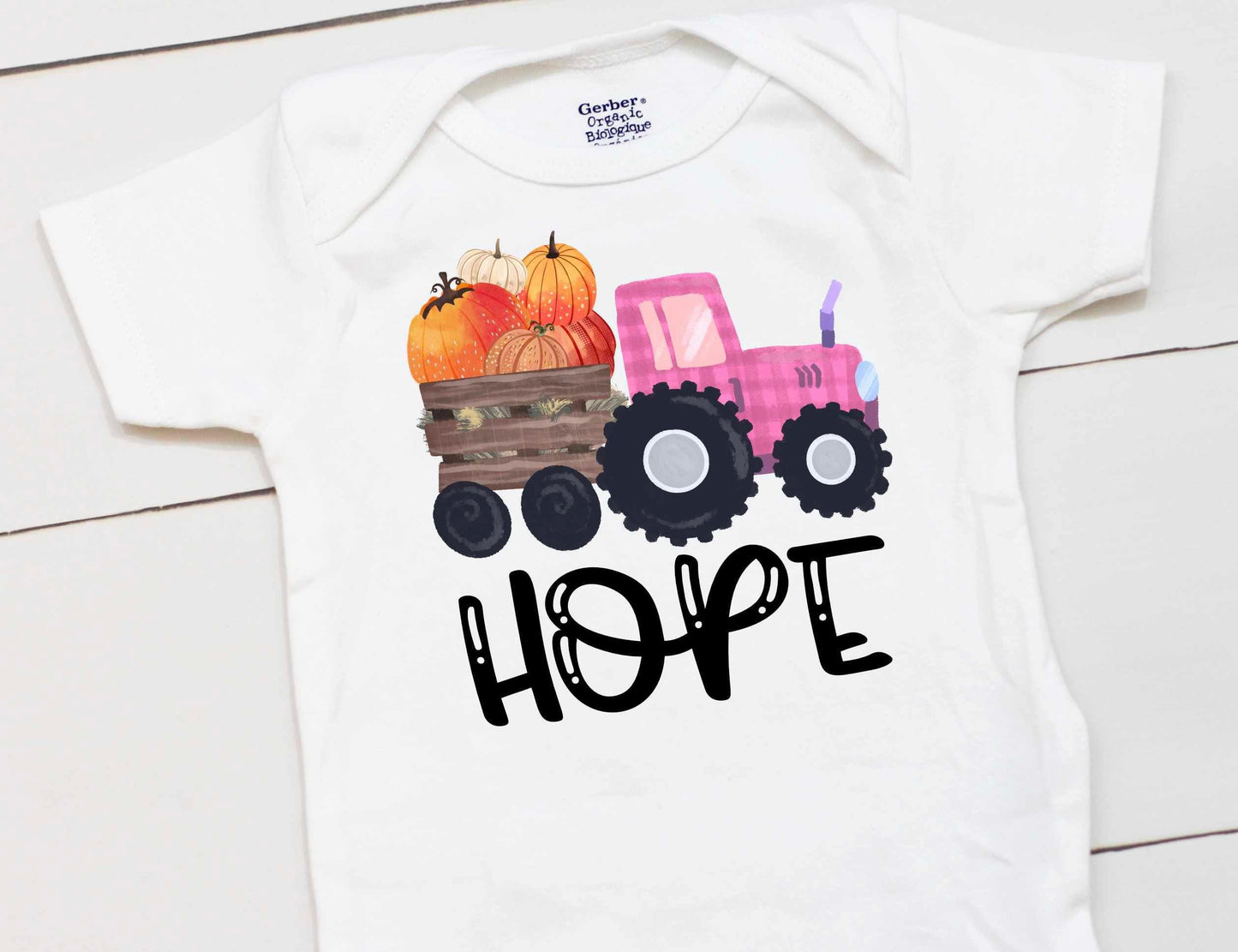 Custom Pumpkin Tractor Bodysuit  – Girls Fall & Halloween Outfit