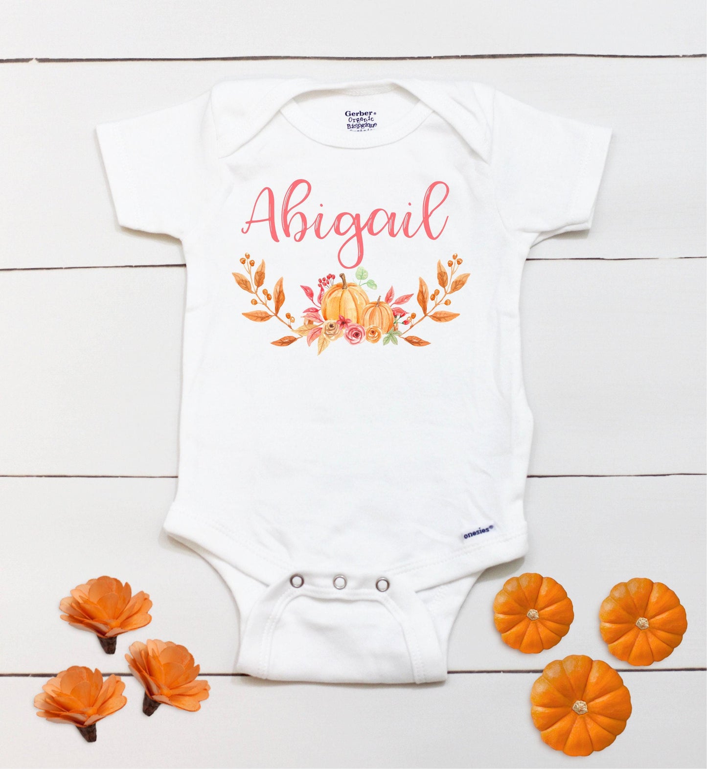 Girls Pumpkin Patch Bodysuit - Fall Custom Name Outfit