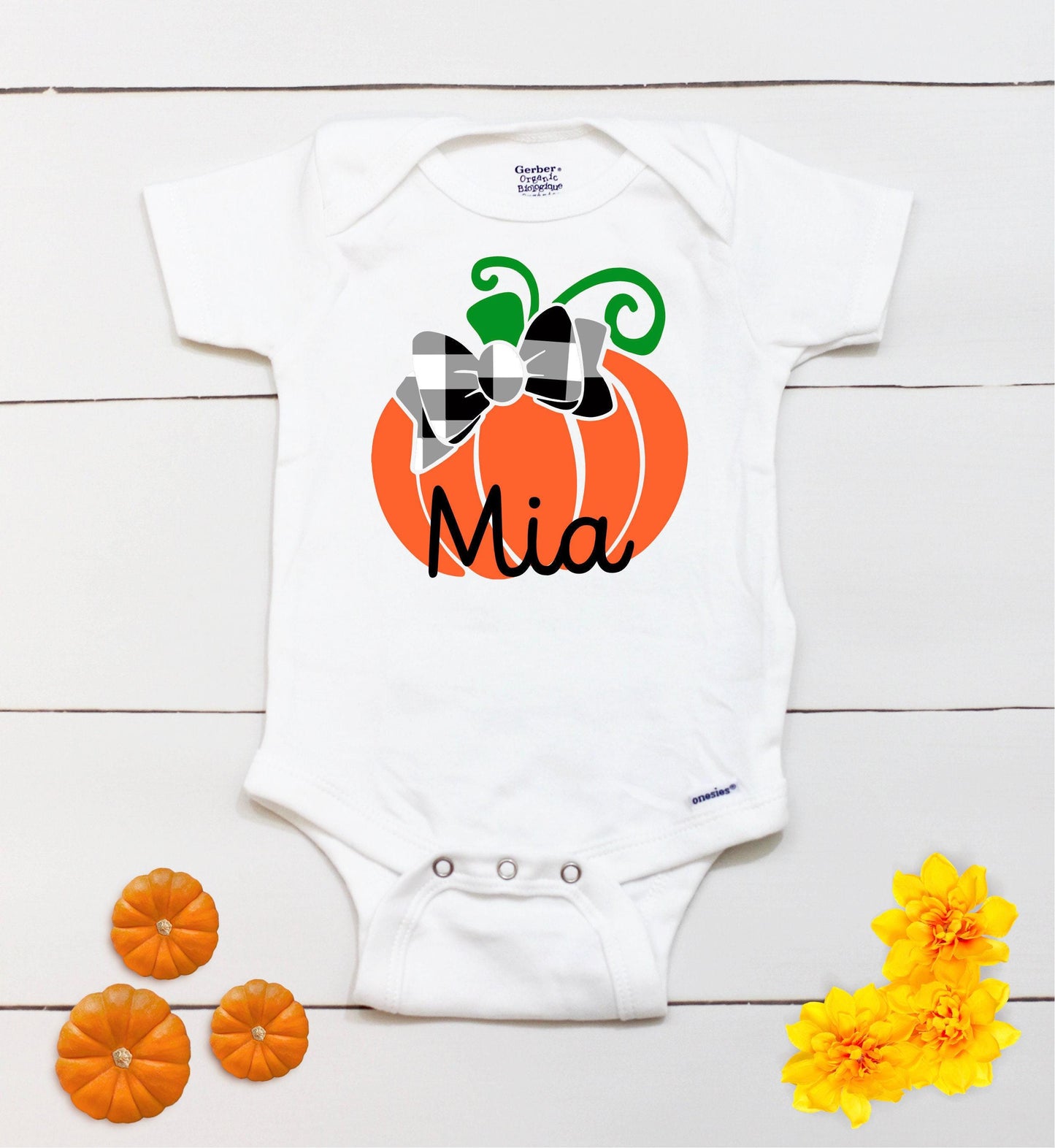 Girls Pumpkin Patch Bodysuit - Fall Custom Name Outfit