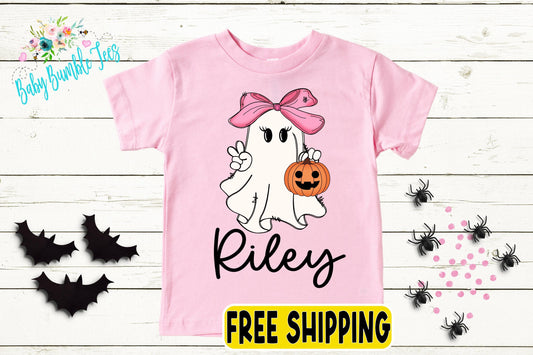 Girls Halloween Ghost Shirt - Personalized Fall Shirt