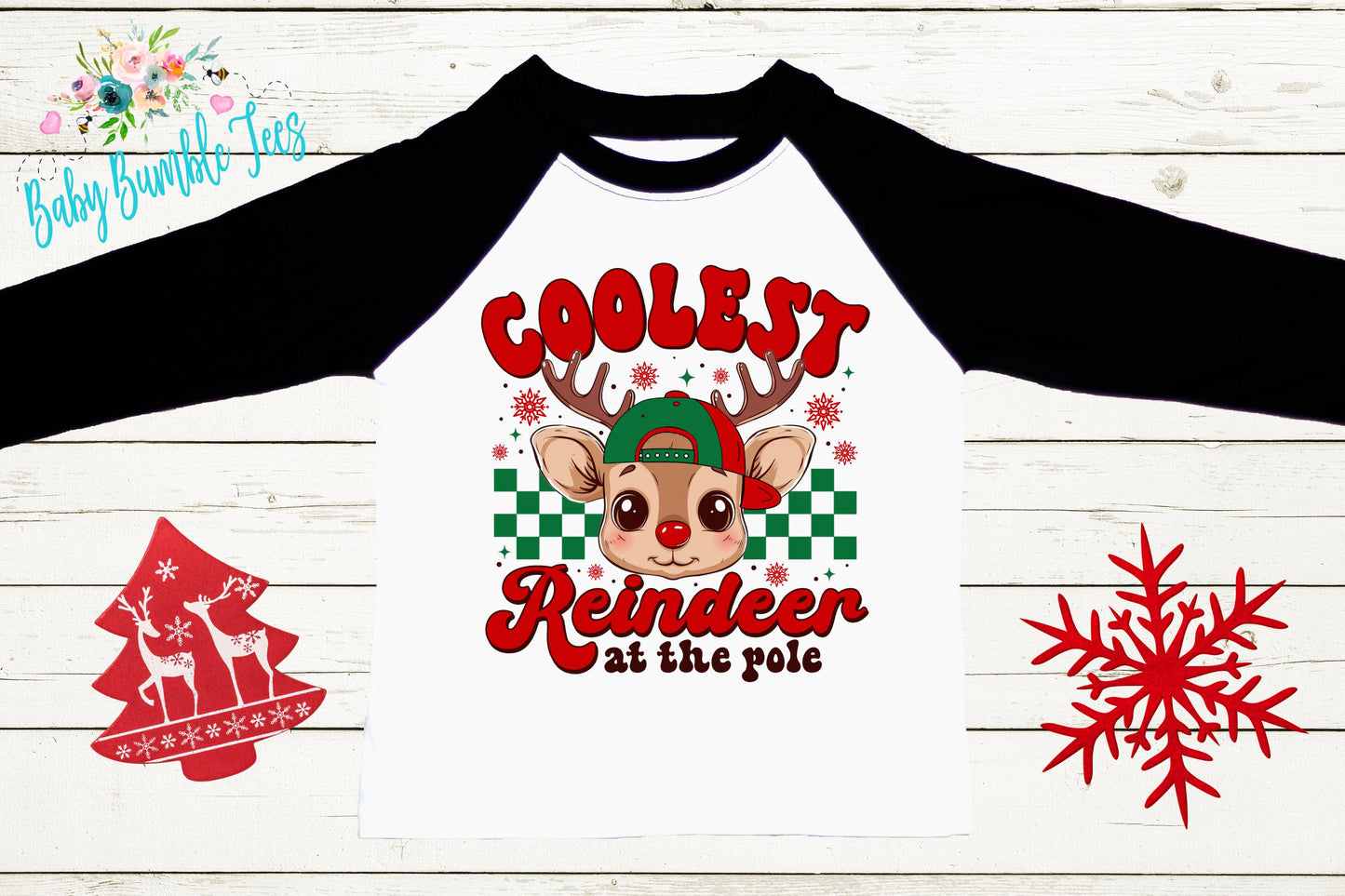 Coolest Reindeer At The Pole Shirt - Boys Christmas Tee - Toddler Holiday Outfit