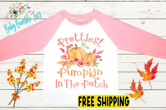 Prettiest Pumpkin In The Patch Shirt - Girls Pumpkin Patch Shirt