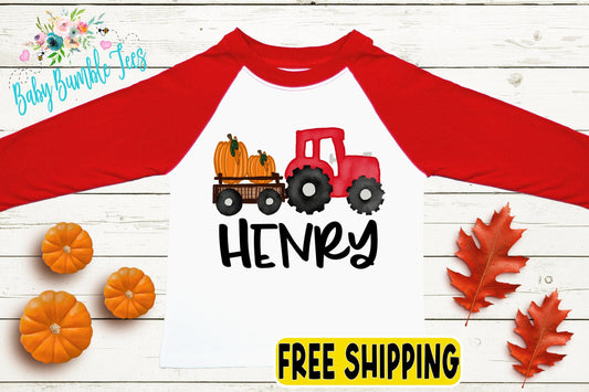 Kids Farm Pumpkin Patch Shirt - Boys Fall Tractor Shirt