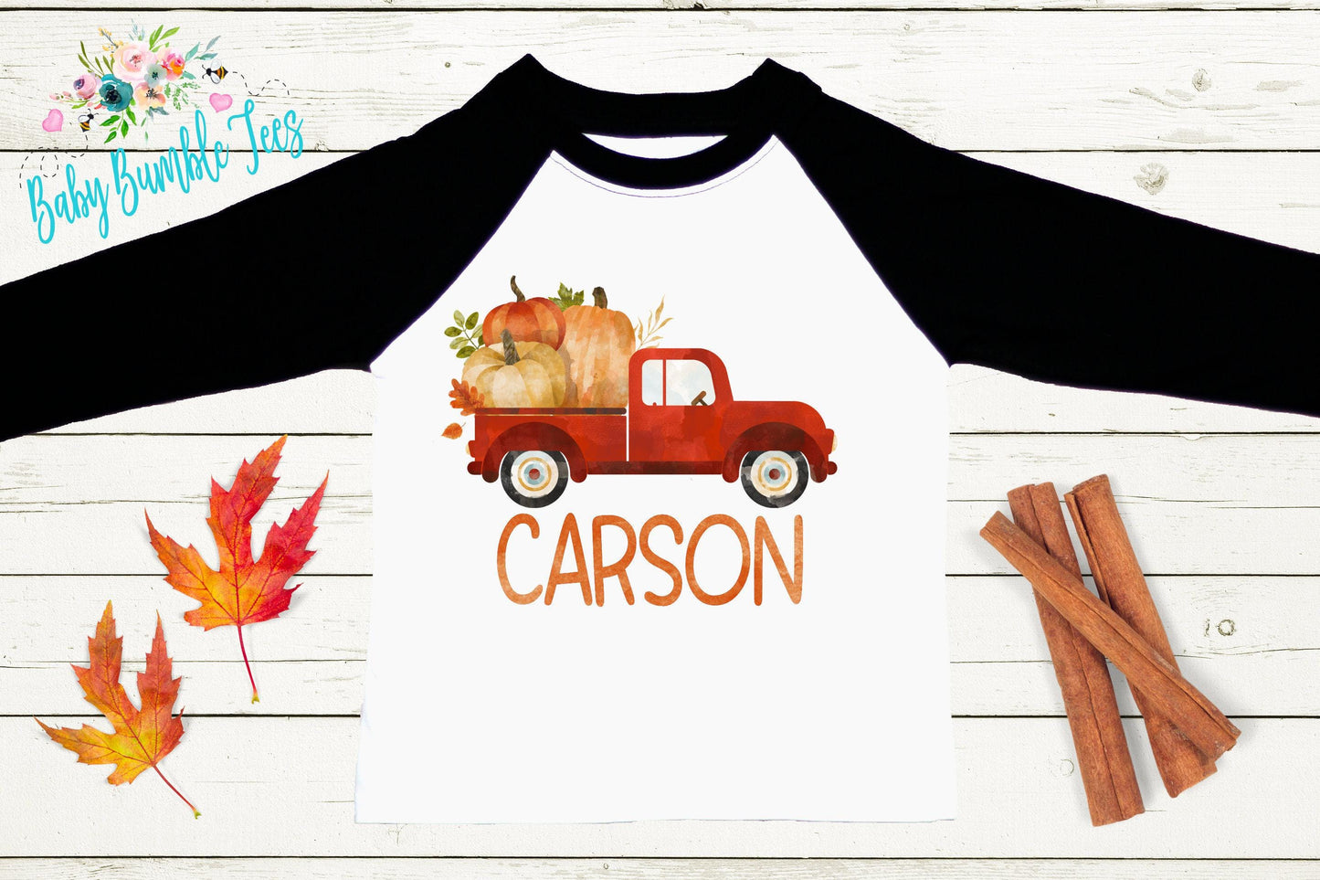 Kids Fall Truck Shirt - Personalized Name Pumpkin Truck