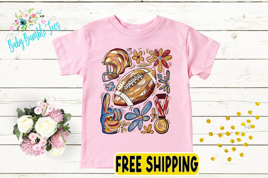 Girls Football Bow Shirt – Toddler, Kids & Baby Girl Fall Sports Tee