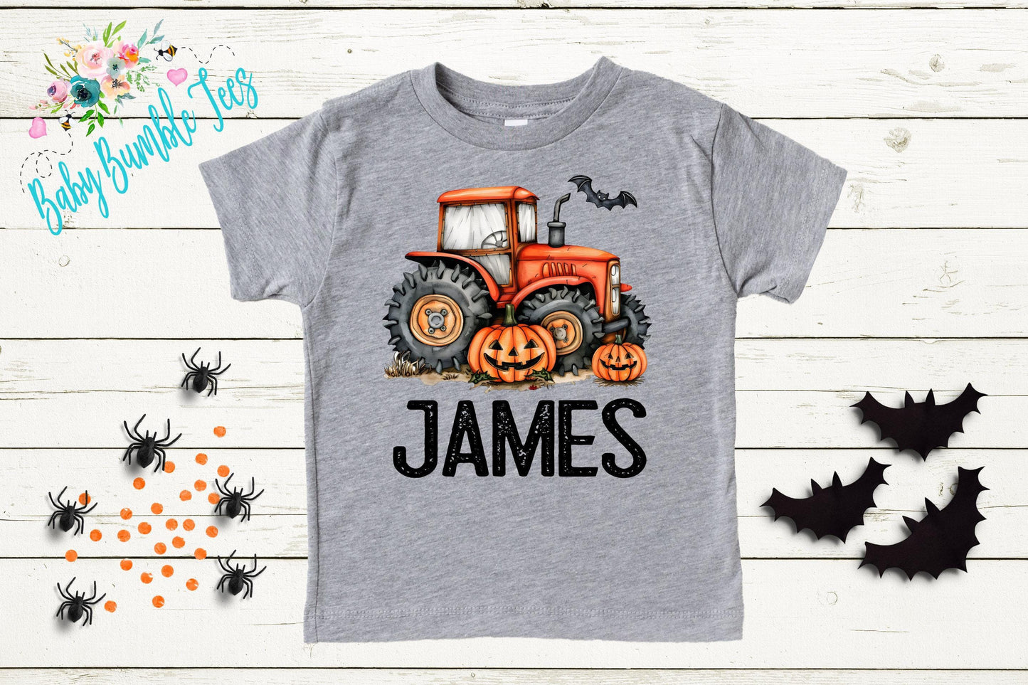 Boys Fall Tractor Shirt - Custom Name Halloween Shirt