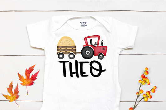Fall Pumpkin Tractor Bodysuit – Personalized Bodysuit