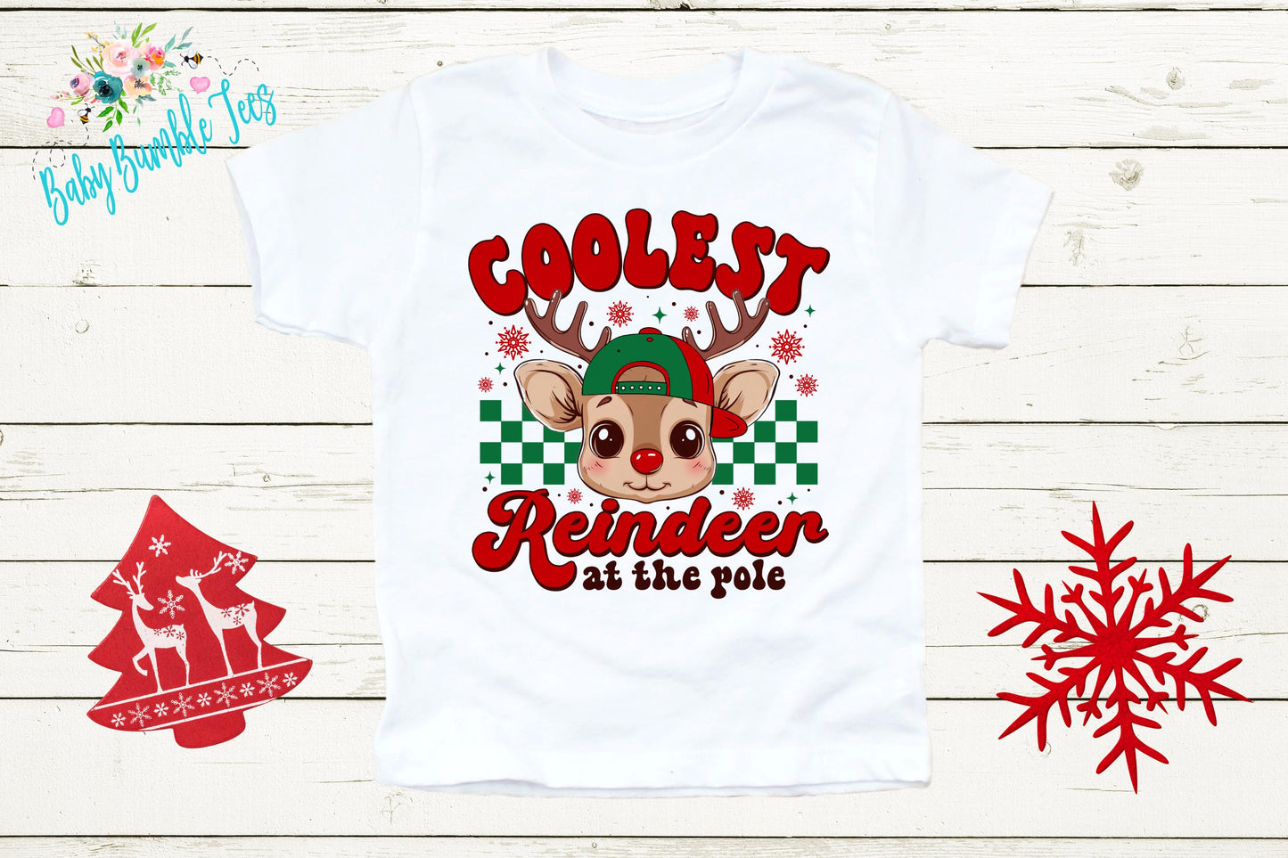 Coolest Reindeer At The Pole Shirt - Boys Christmas Tee - Toddler Holiday Outfit