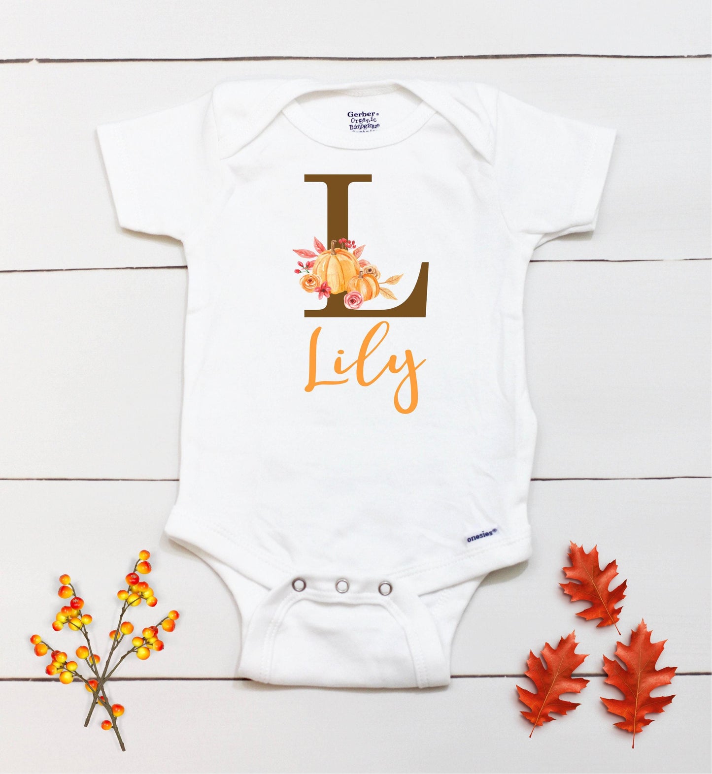 Girls Fall Letter Name Bodysuit - Personalized Name Outfit