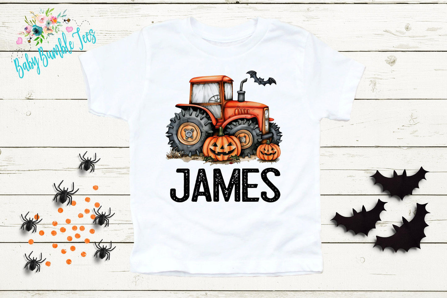 Boys Fall Tractor Shirt - Custom Name Halloween Shirt