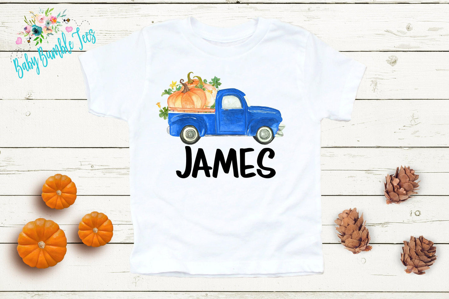 Fall Pumpkin Truck Shirt - Boys Personalized Name