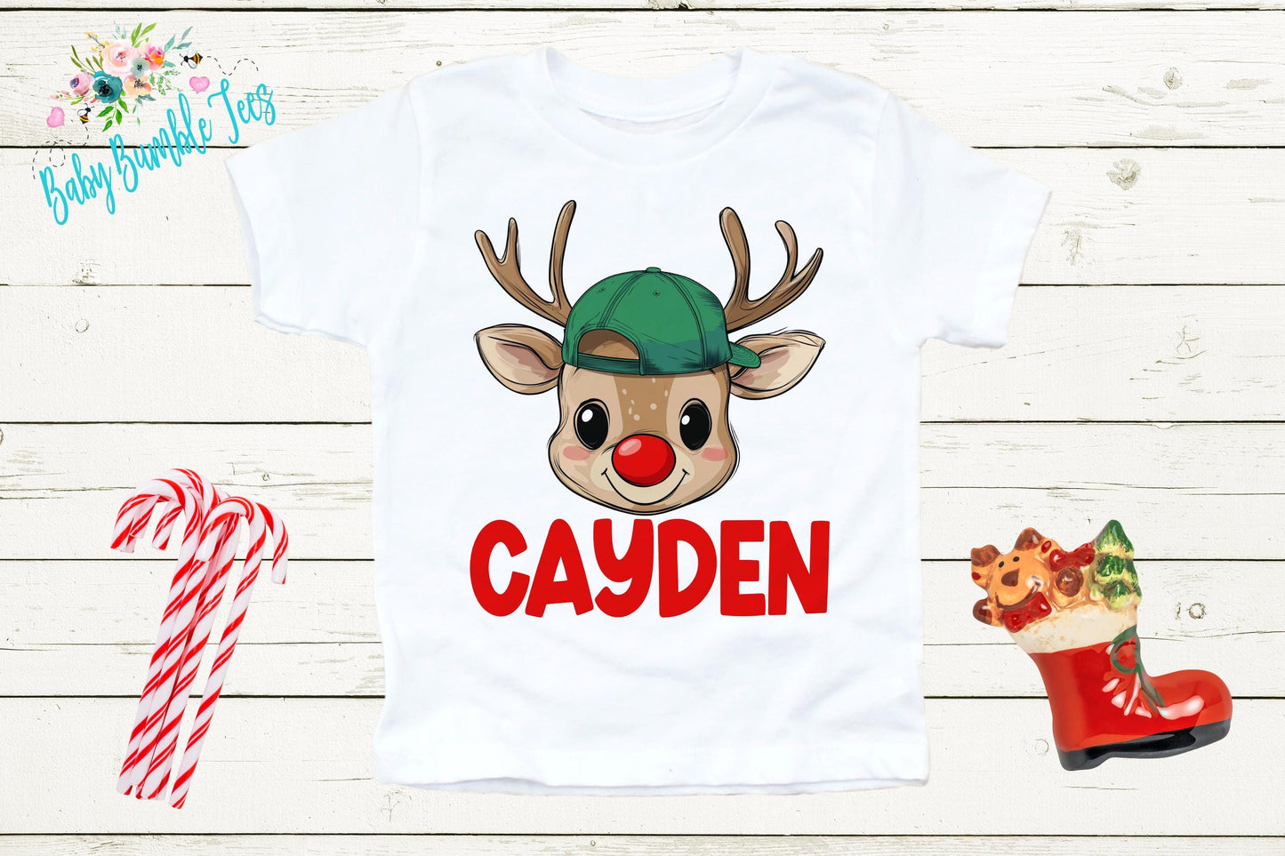 Boys Reindeer Christmas Shirt - Personalized Toddler Holiday Outfit
