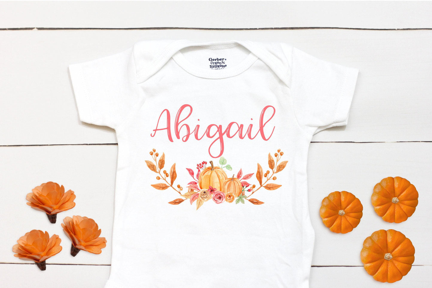 Girls Pumpkin Patch Bodysuit - Fall Custom Name Outfit