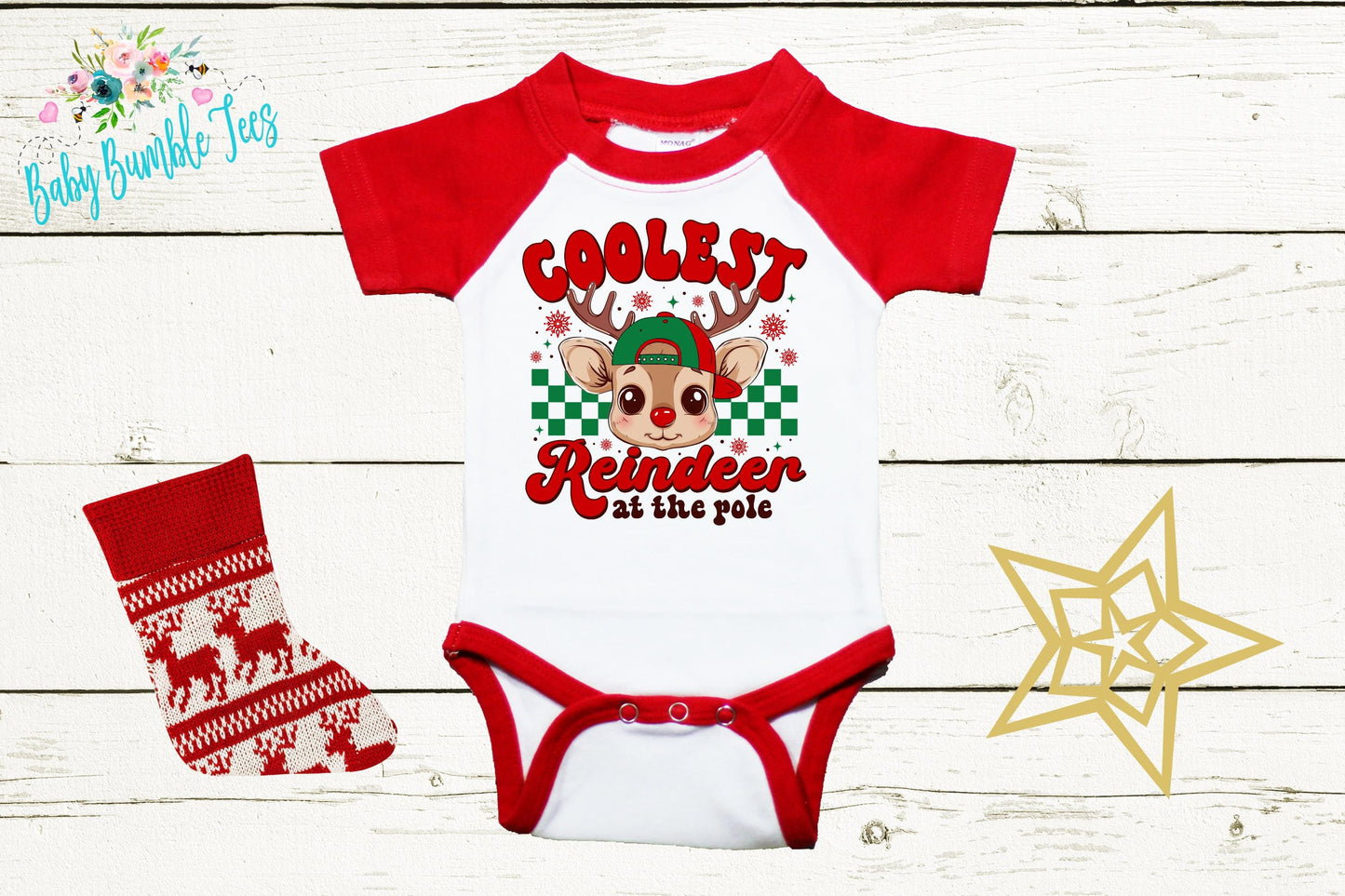 Coolest Reindeer At The Pole Bodysuit - Baby Boy Christmas Holiday Outfit