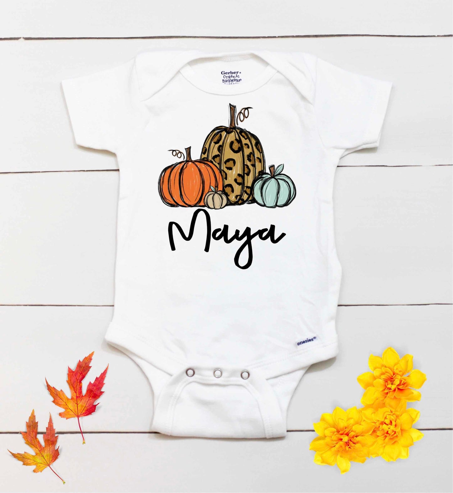 Girls Pumpkin Patch Bodysuit - Custom Name