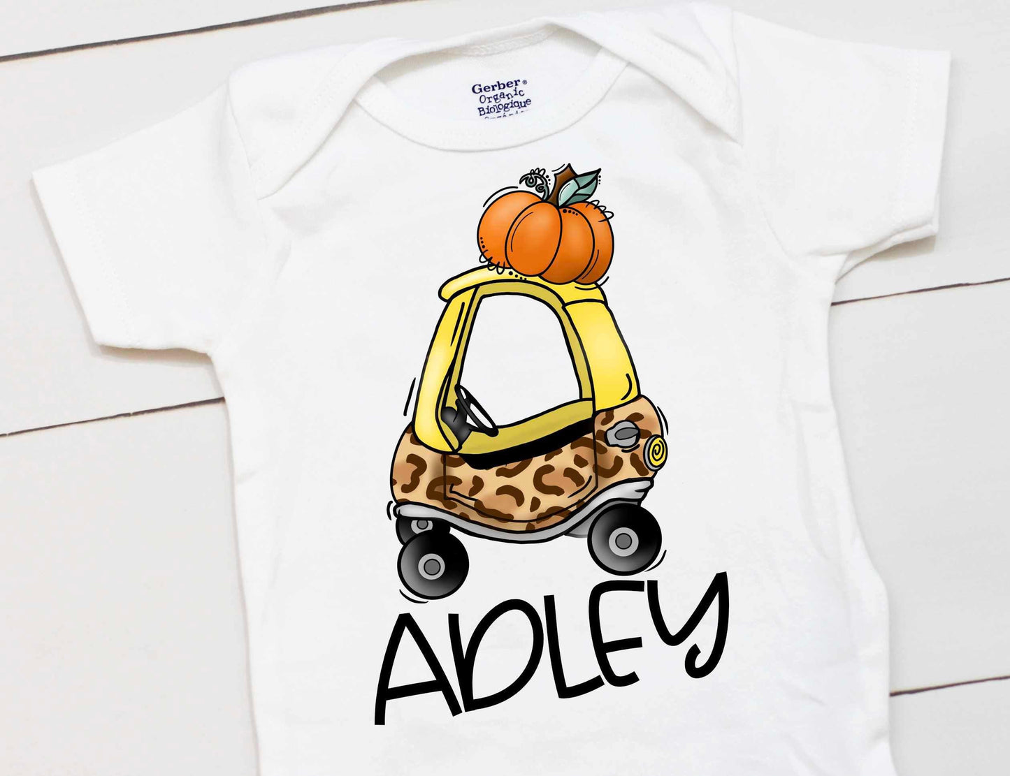 Fall Toy Car Bodysuit - Girls Custom Name Outfit
