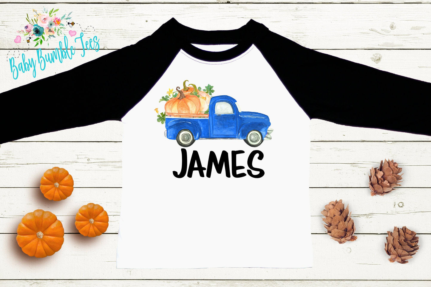 Fall Pumpkin Truck Shirt - Boys Personalized Name