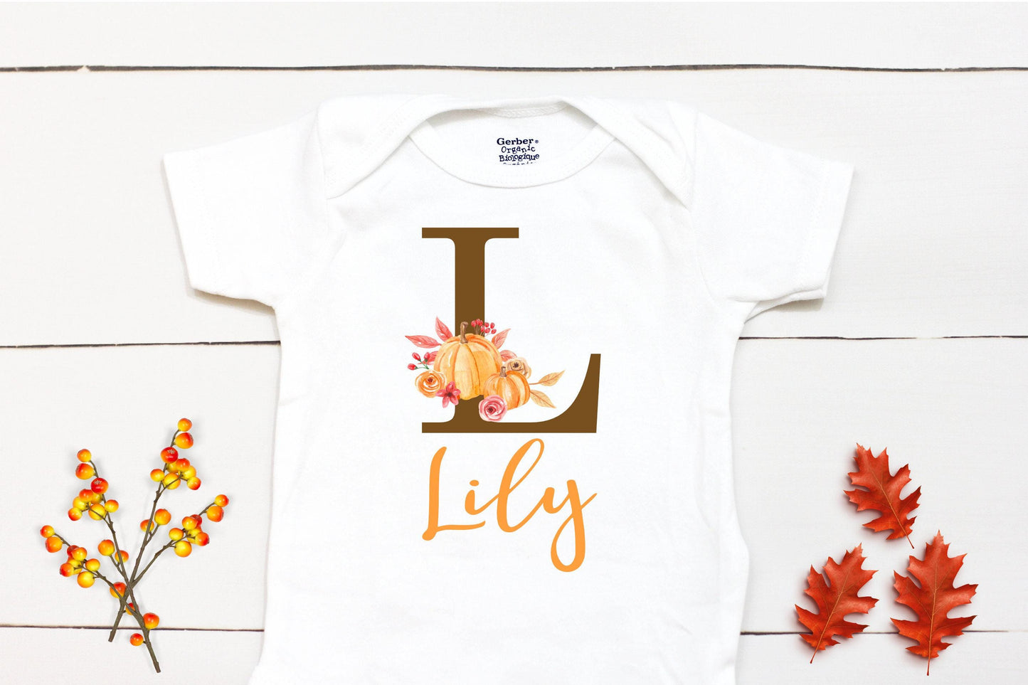 Girls Fall Letter Name Bodysuit - Personalized Name Outfit