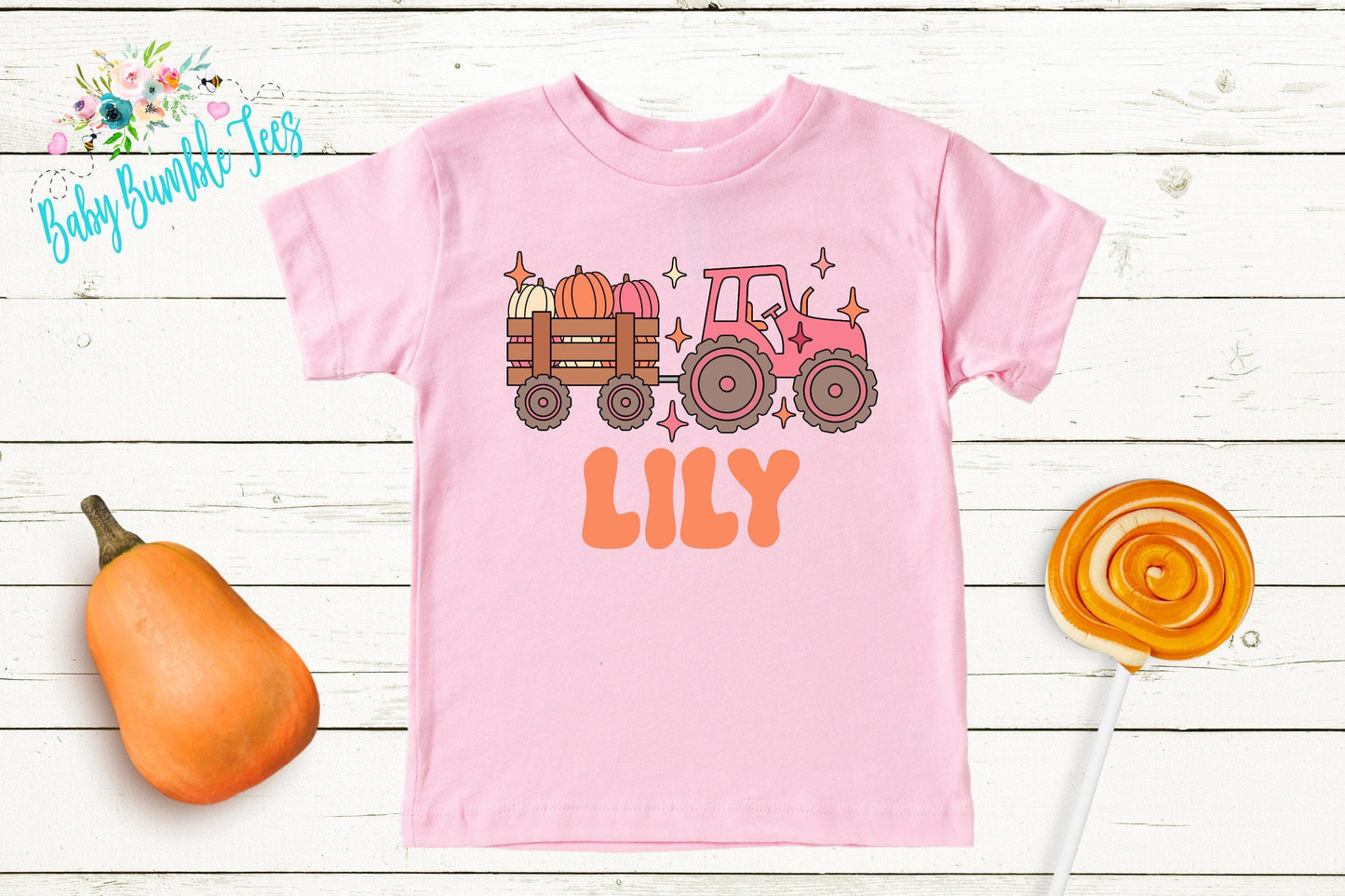 Girls Fall Tractor Shirt - Kids Farm Pumpkin Patch Shirt