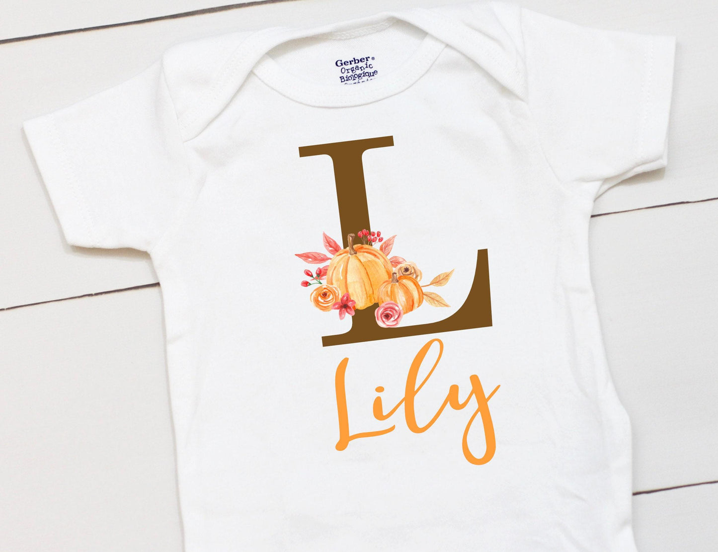 Girls Fall Letter Name Bodysuit - Personalized Name Outfit