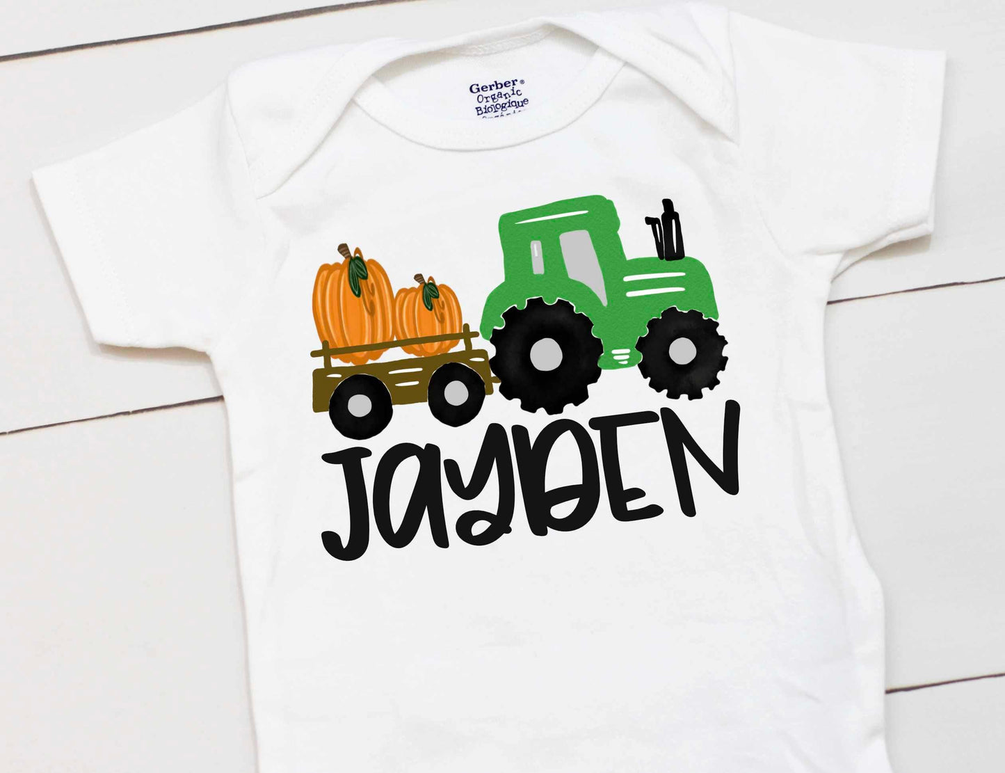 Fall Tractor Bodysuit - Personalized Name Outfit