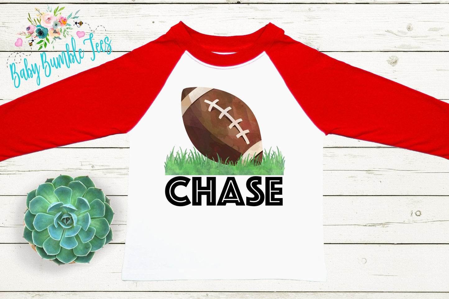Boys Fall Football Shirt -  Custom Name Tee