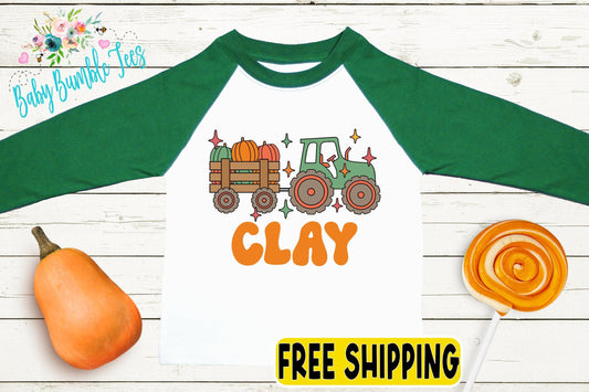 Boys Fall Tractor Shirt - Kids Farm Pumpkin Patch Tee