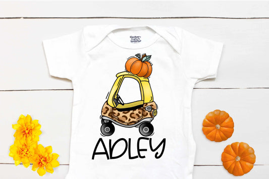 Fall Toy Car Bodysuit - Girls Custom Name Outfit