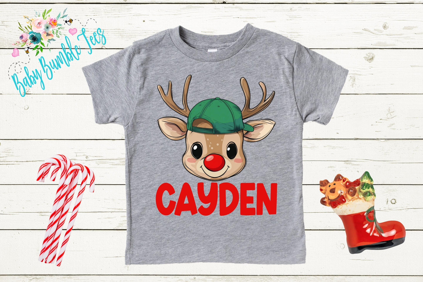 Boys Reindeer Christmas Shirt - Personalized Toddler Holiday Outfit