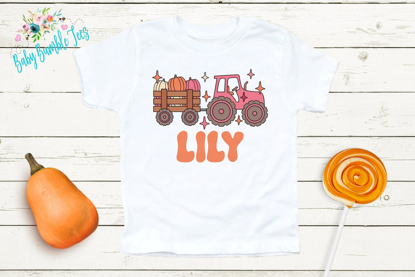 Girls Fall Tractor Shirt - Kids Farm Pumpkin Patch Shirt